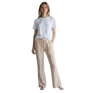 Roxy Striped Straight Leg Palazzo Pants Drawstring Beach Vacation Size Medium